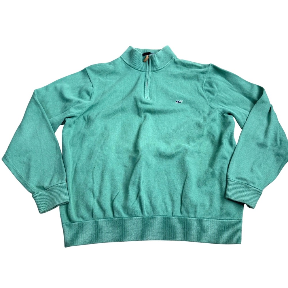 Vineyard Vines Green Quarter Zip Pullover Sweater Mens‎ L Golf Beach Casual
